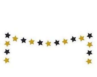 Gold and Black Star Garland | Black and Gold Star Garland | Black and Gold Star Banner | Black and Gold Eid Decor | Black Gold Ramadan Decor