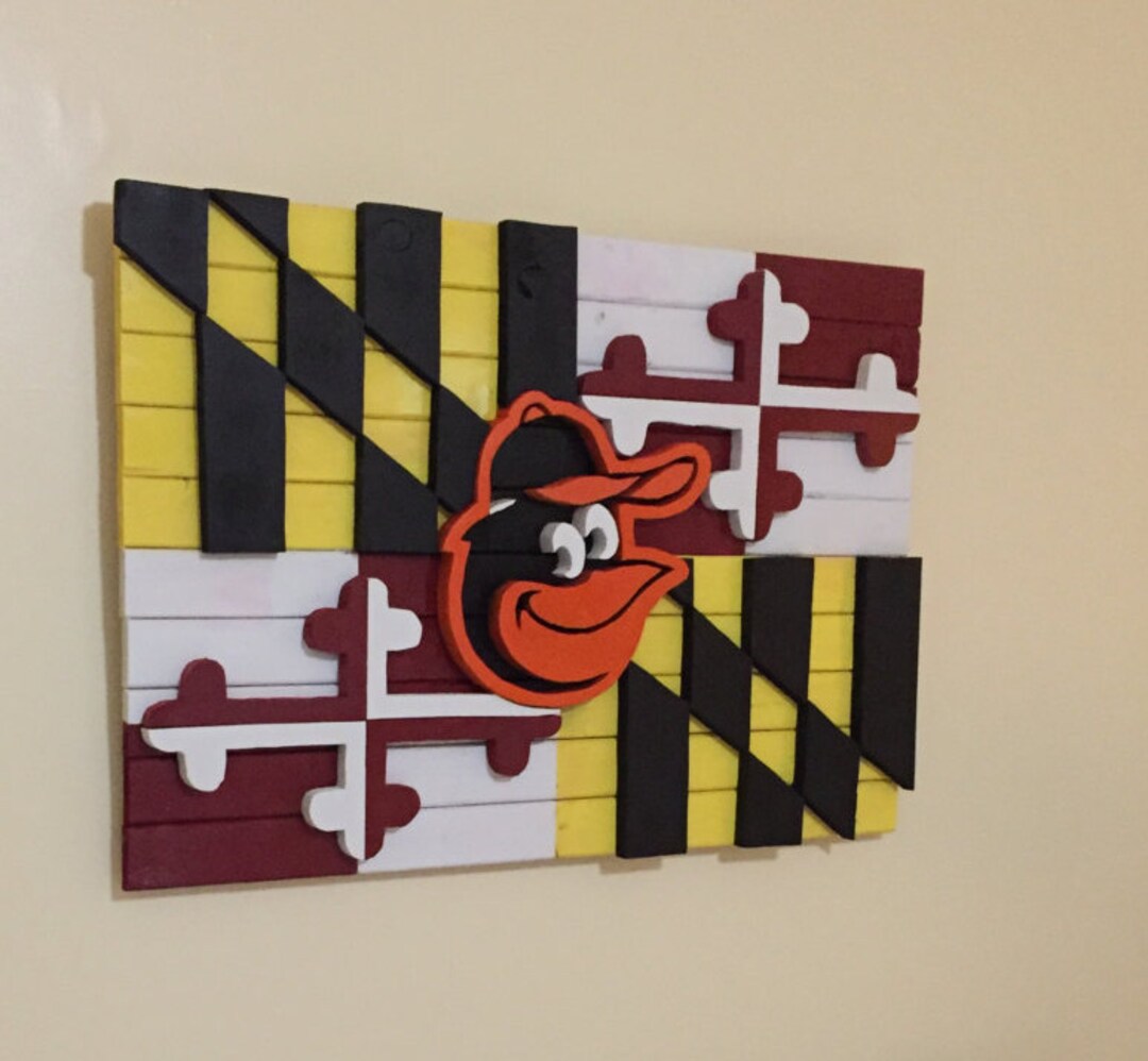 3D Wood Maryland Flag Wall Art With Baltimore Orioles Logo Etsy