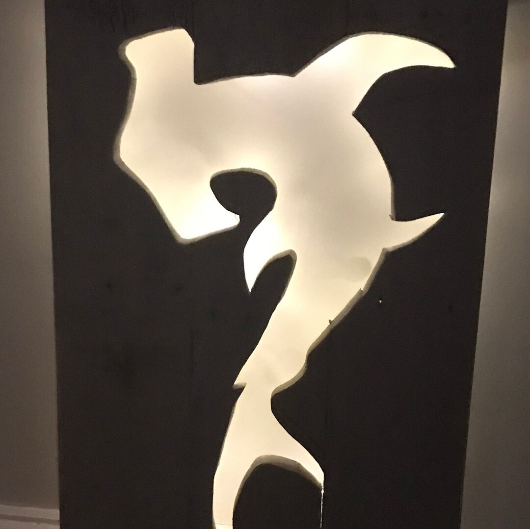 Large Light up Cut Out Wood Wall Art Hammerhead Shark Etsy