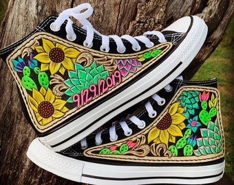 tooled leather converse shoes