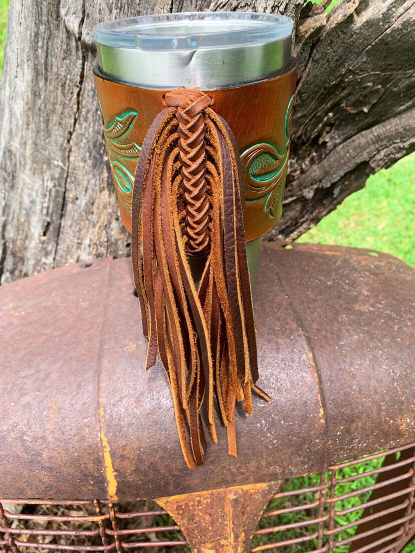 Yeti Sleeve, Yet Cup, Turquoise Yeti Sleeve, Leather Yeti Sleeve, 30