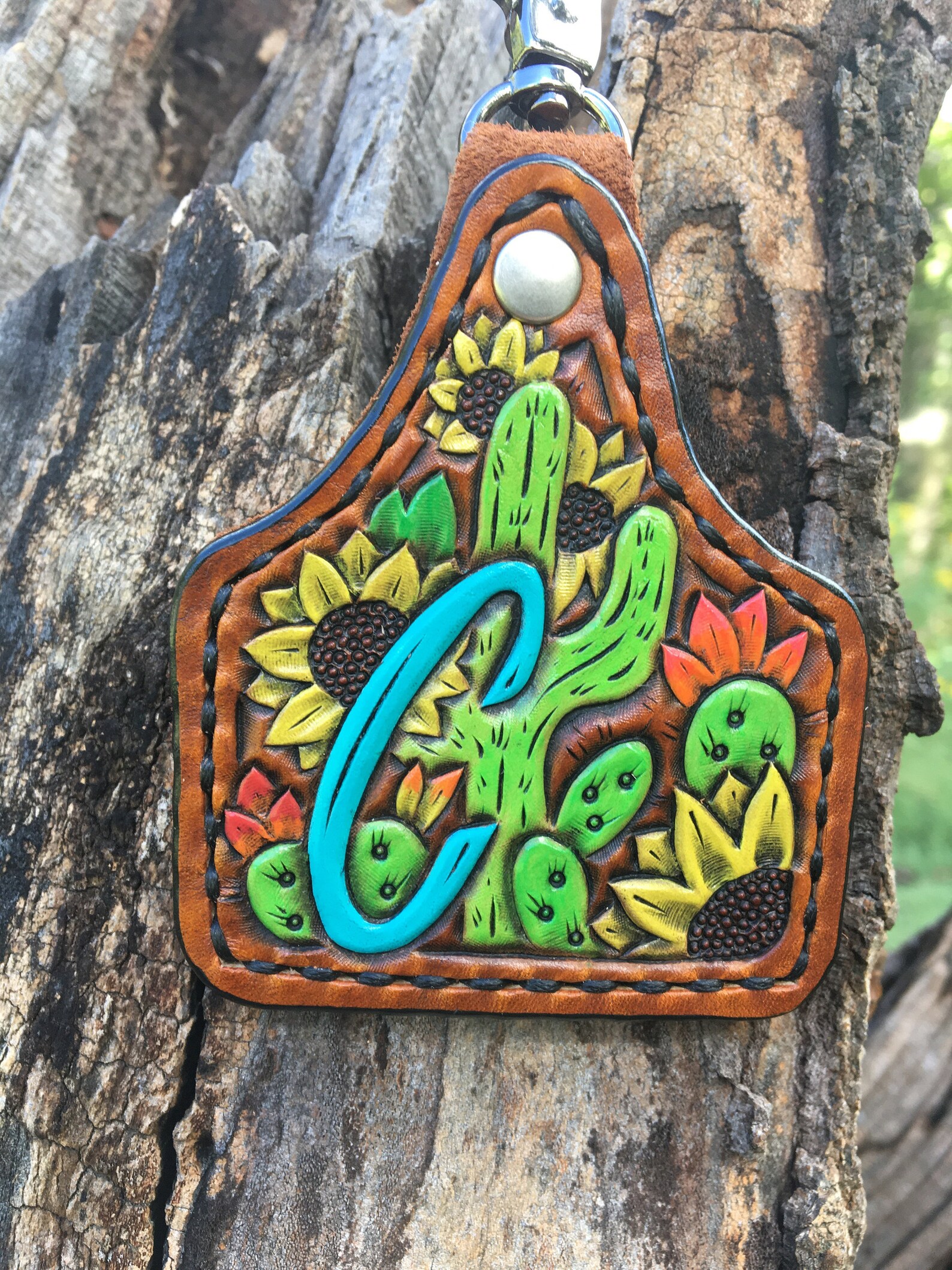 Custom Leather Keychains Ear Tag Keychains Inital Keychains Etsy