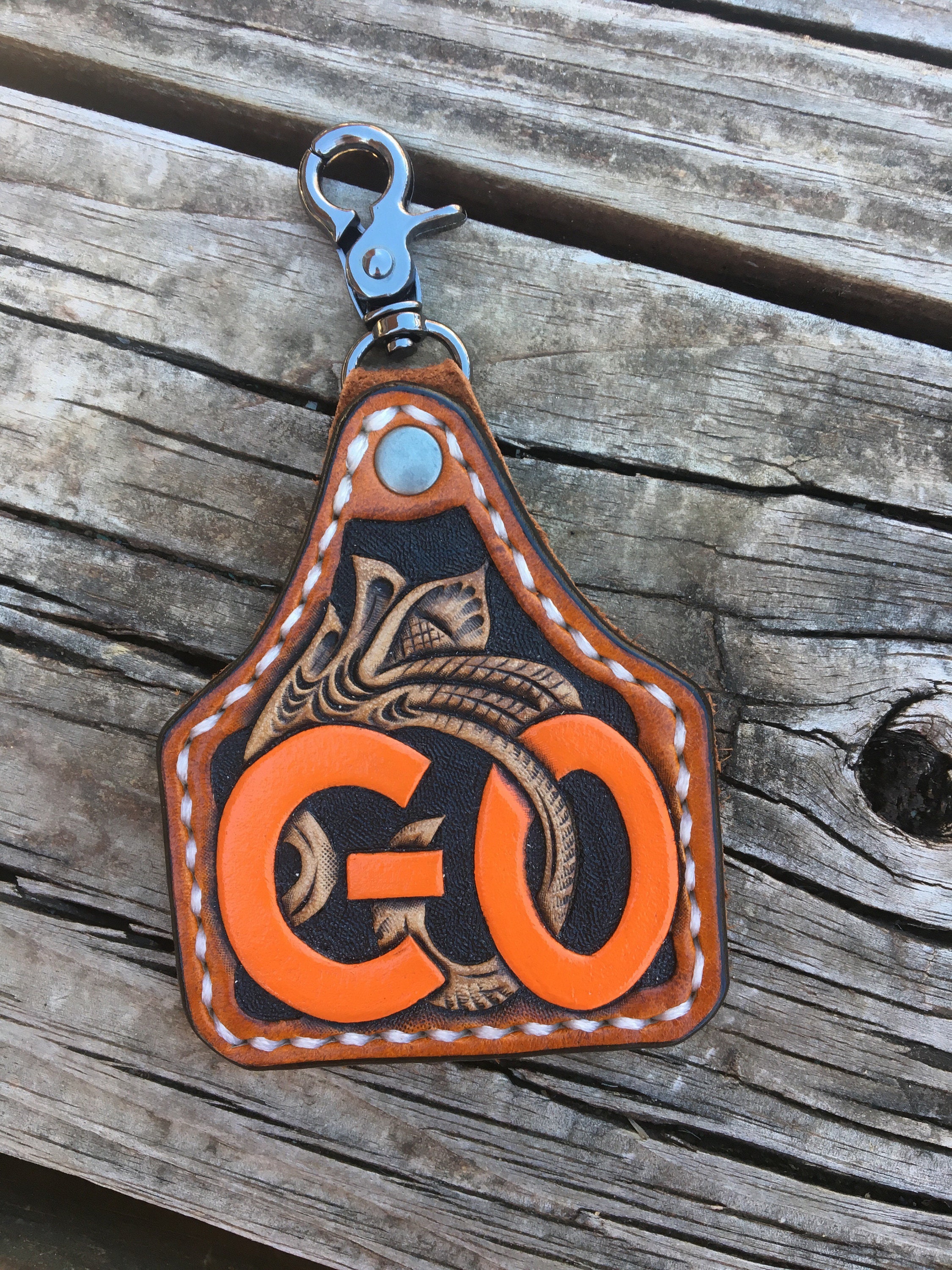 Custom Leather Keychains, Ear Tag Keychains, Inital Keychains