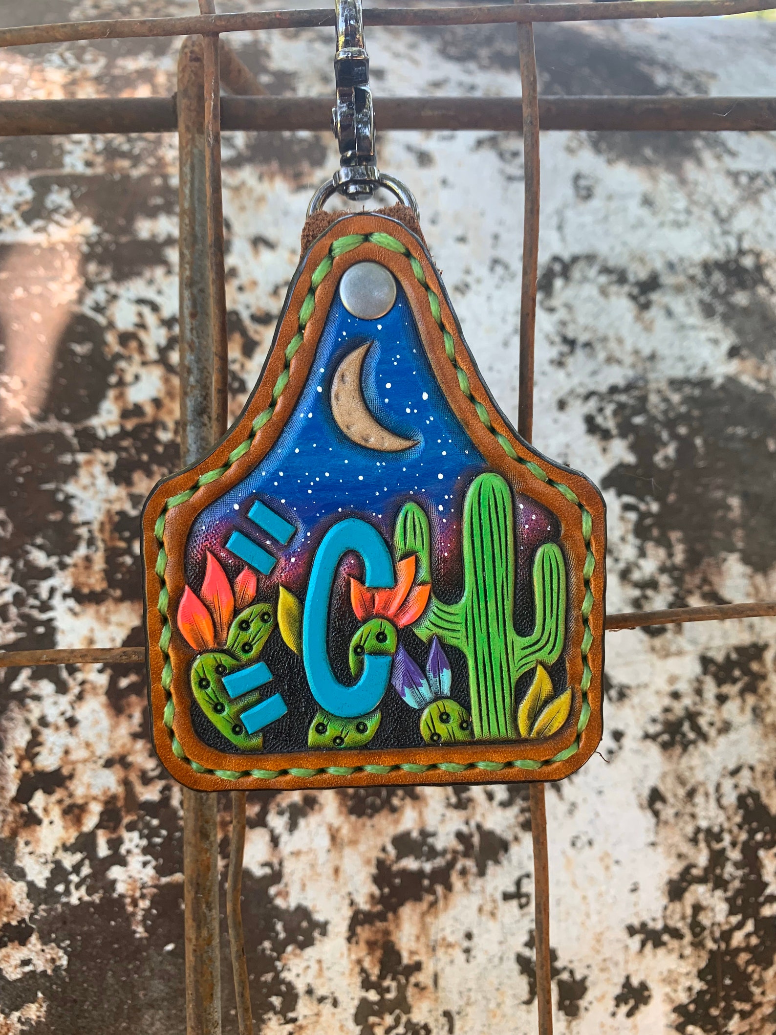 Custom Leather Keychains Ear Tag Keychains Inital Keychains Etsy