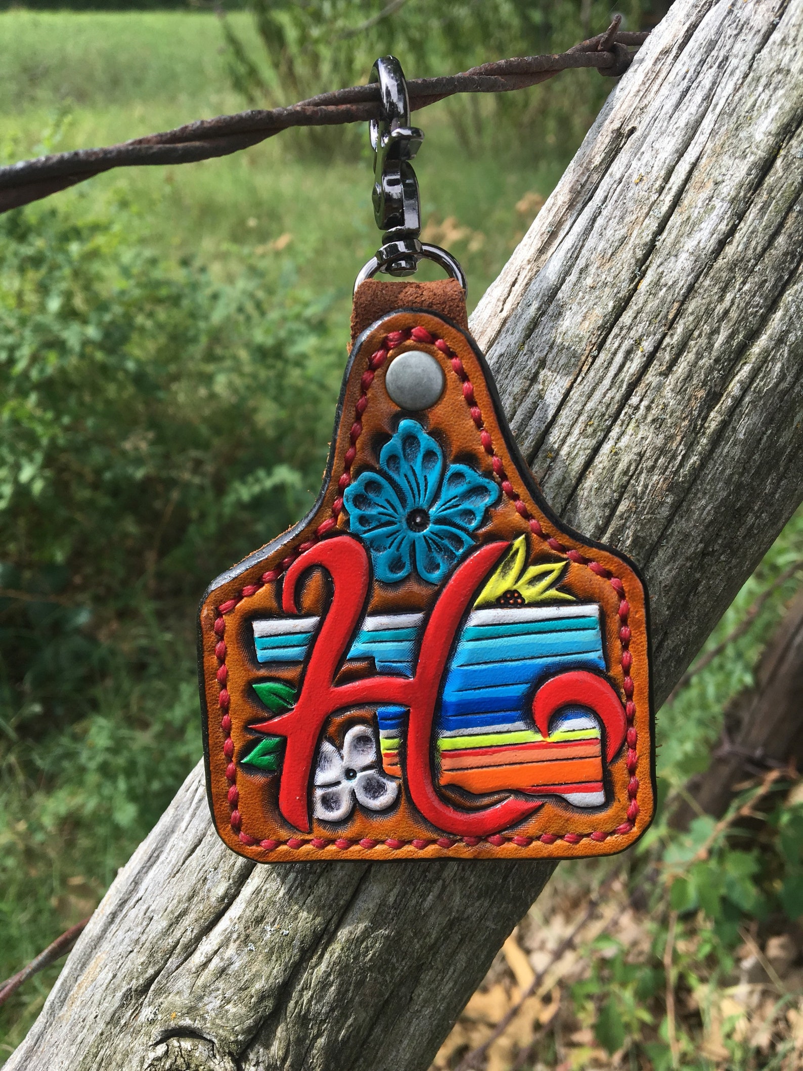 Custom Leather Keychains Ear Tag Keychains Inital Keychains Etsy