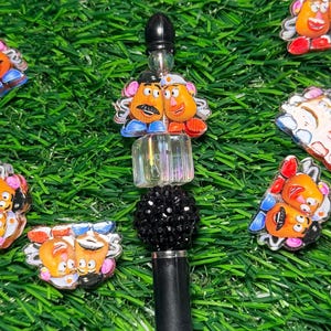 2 Mr & Mrs POTATOE HEAD Acrylic Focal Beads