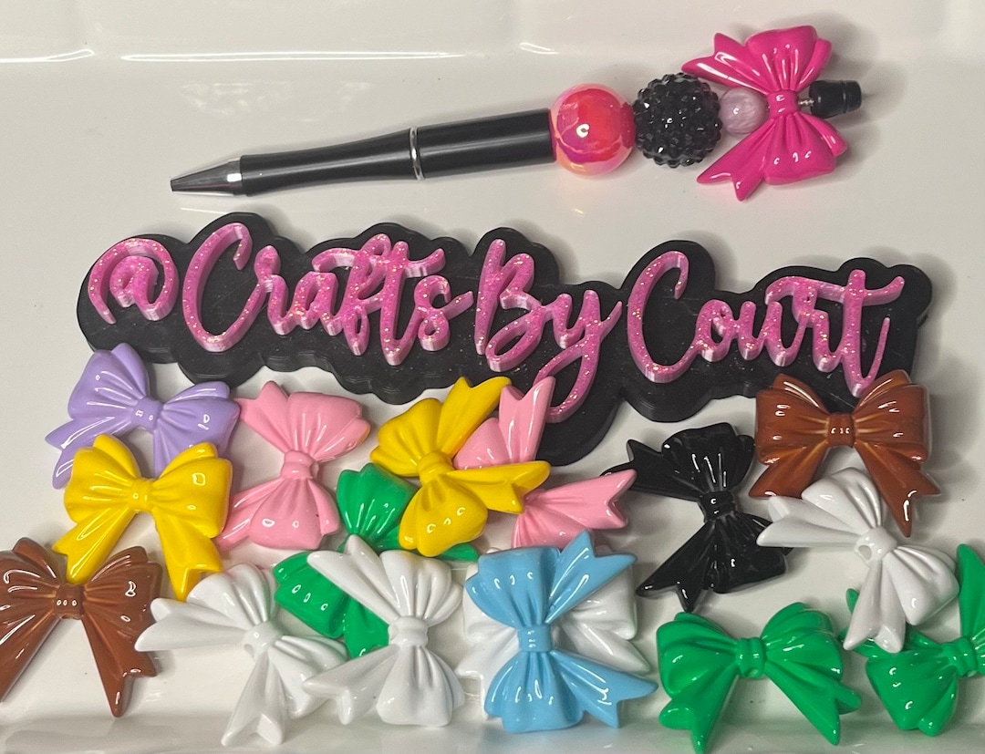 BOWS BOWS & BOWS/ Bow Beads/ Acrylic Matte Bow Beads/ Etsy