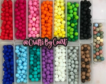 20pc Round Silicone Beads: Pink Rainbow Bulk Beads