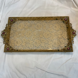 green emerald velvet dress Gold Mirror Trays main image 0
