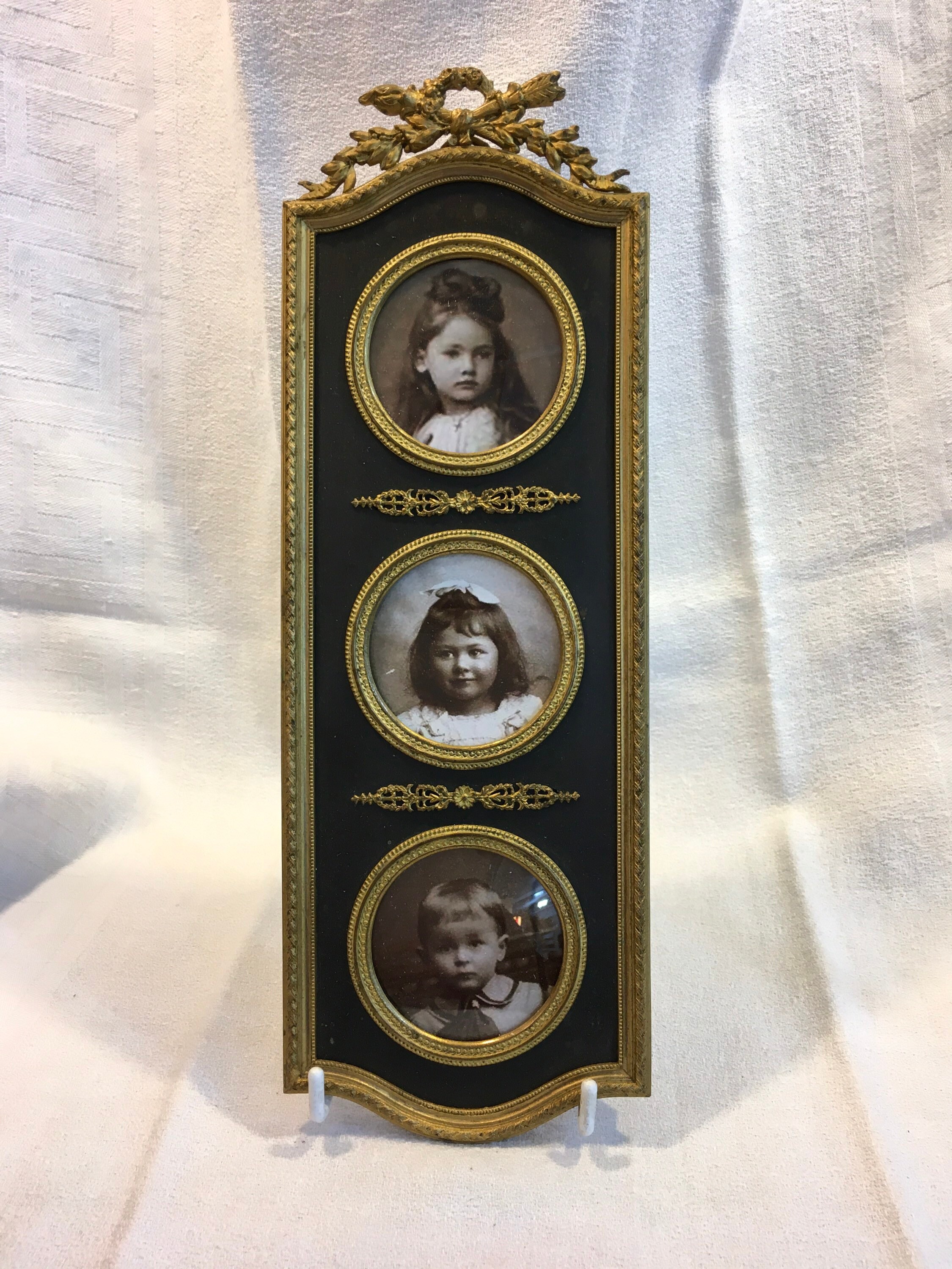 Antique French Bronze Triptych Frame Etsy