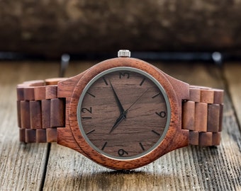 Wood Watch, All Wood Watch, Engraved Wooden Watch, Father's Day Gift, 1st Fathers Day Gift, Anniversary Gift for Men, Mens Wooden Watch