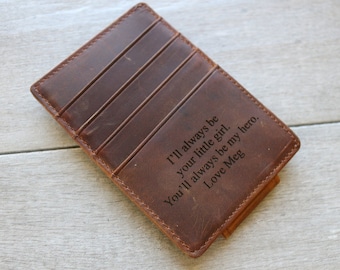 Leather Anniversary Gifts, Leather Wallet, Engraved Wallets for Him, Slim Wallet, Husband Gift Idea, Gifts for Boyfriend, Personalized Gifts