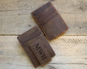 Mens Leather Wallet - Engraved Mens Wallet - Gift for Boyfriend - Husband Gift - Gifts for Dad - RFID Blocking -  Leather Mens Wallet