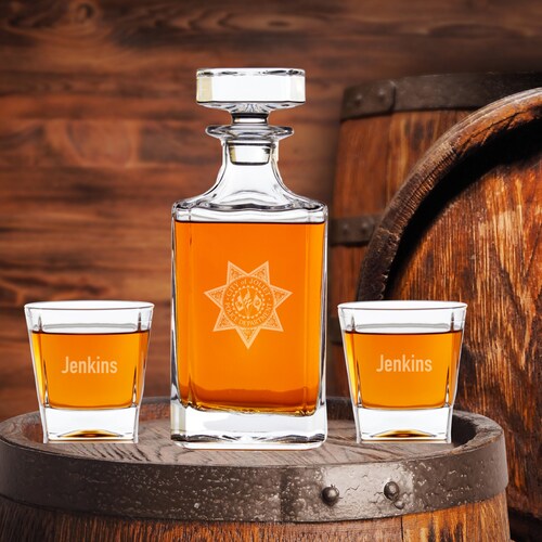 Custom Logo/artwork Whiskey Decanter Set Etsy
