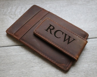 Personalized Leather Wallet- Mens Leather Wallet - Boyfriend Gift- Slim Wallet - Personalized Wallet- Gifts for Him - Engraved Wallet