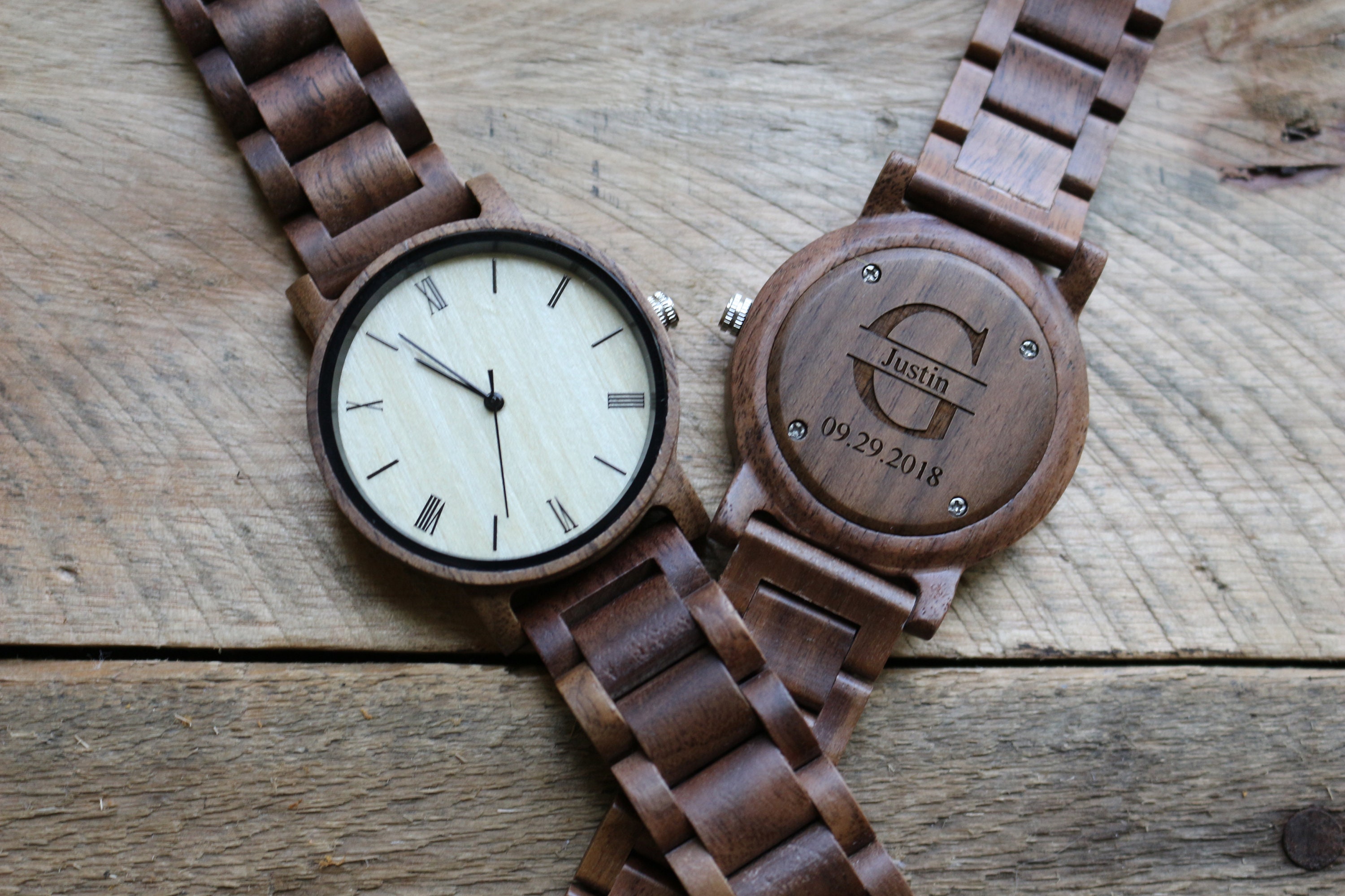 Groomsmen Watches Engraved Wood Watch 1st Anniversary Gift Etsy