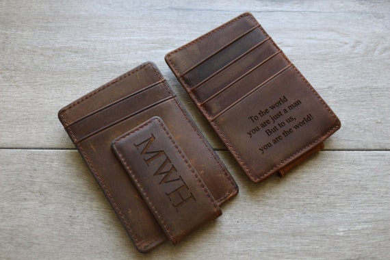 Custom engraved Money Clip initials name word wallet