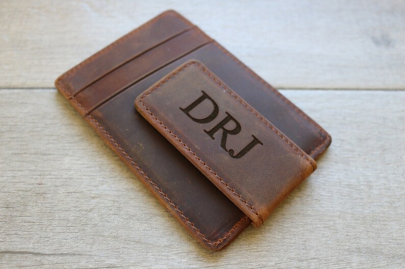 Personalized Wallet Mens Leather Money Clip Valentine Gifts For Him Husband Gifts Boyfriend Gifts Engraved Gifts For Him Mens Wallet - 