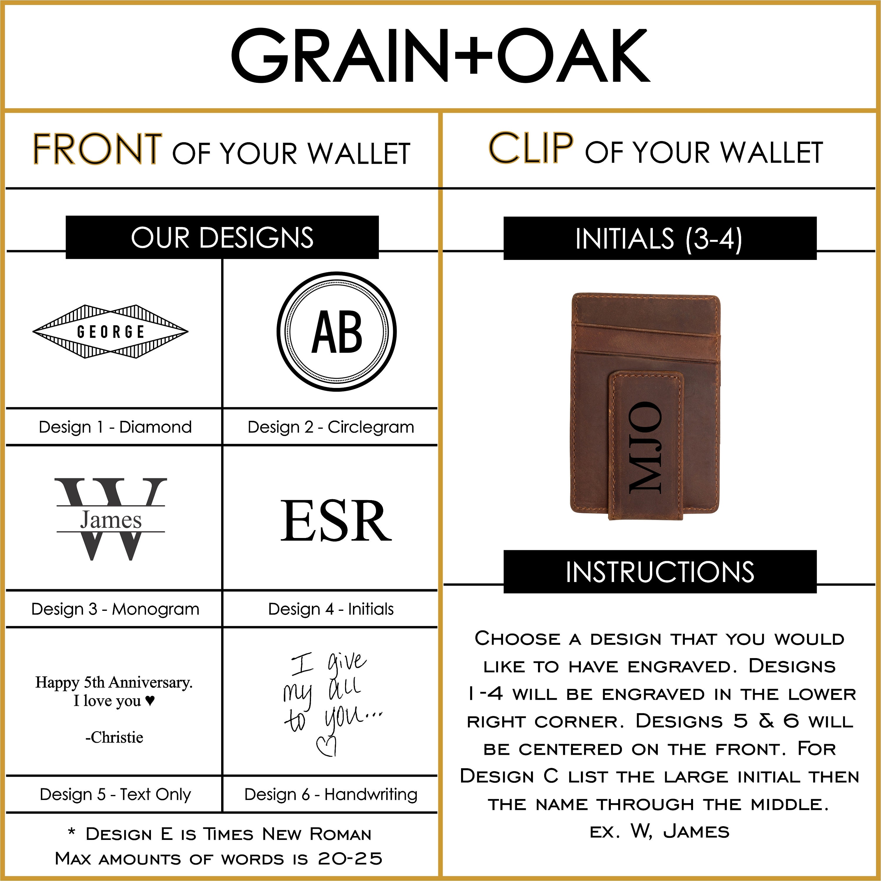 Grain + Oak Personalized Money Clip
