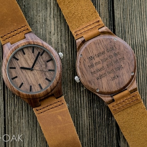 Father's Day Gift, Personalized Mens Watch, Wooden Watch, Mens Engraved Watch, Best Dad Ever, Awesome Dad Gift, New Dad Gift, Gift for Dad image 1