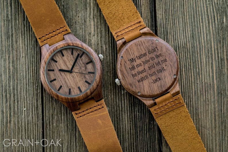 Father's Day Gift, Personalized Mens Watch, Wooden Watch, Mens Engraved Watch, Best Dad Ever, Awesome Dad Gift, New Dad Gift, Gift for Dad image 1