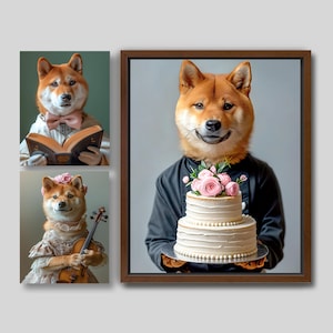 Custom Shiba Inu Portrait from Photo | Shiba Inu Dog, Wedding Theme Art Prints, Wedding Cake, Funny Gift Idea, Digital File or Canvas A027B