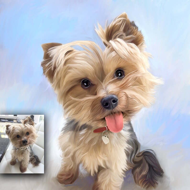 CUSTOM PET Person Portrait from Photo, Father's Day Gift, Customized Dog Cat Art, Digital File or Acrylic Oil Embellished Canvas Painting 