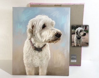 CUSTOM DOG CAT Portrait from your Photo, Digital Art or Oil Acrylic Painting, Canvas Giclee, Labradoodle, Goldendoodle, Poodle, Whoodle