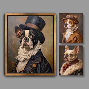 Portrait de bouledogue anglais personnalisé à partir d'une photo Animaux de compagnie royaux de l'époque victorienne, chiens royaux en costume de peinture, fichier numérique ou impression sur toile A007B image 1