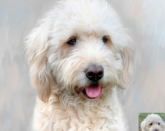 CUSTOM DOG CAT Portrait from your Photo, Digital Art or Oil Acrylic Embellished Painting on Canvas Christmas Personalized Gift Idea