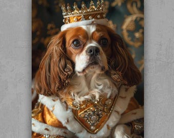 Custom Royal Cavalier King Charles Spaniel Wall Art - Personalized Pet Portrait, Custom Dog Art, King Cavalier Print B023