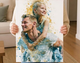 Custom Family Portrait, Dad Mom Portrait, Personalized Portraits From Photos for any Family Occasion, Sentimental Gift for Him