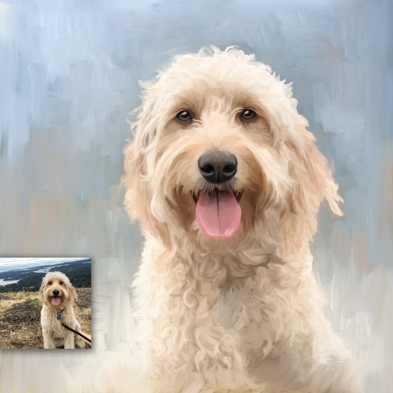 CUSTOM DOG CAT Portrait from your Photo, Digital Art or Oil Acrylic Embellished Painting on Canvas Original Pet Family Portraits 