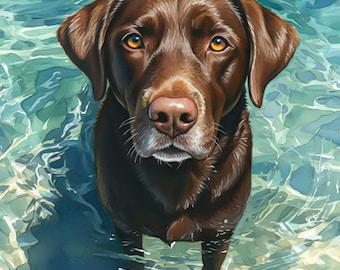Custom Lab Dog Portrait, Outdoor Watercolor Painting, Labrador Retriever Wall Art, Memorial Print of your Pet