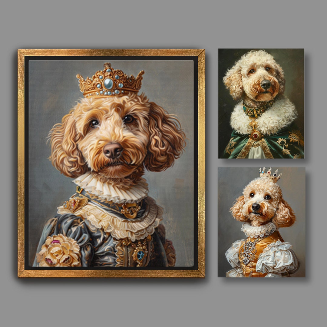 Custom Regal Portrait From Photo | King Labradoodle Dog, Cat, Royal Pet ...