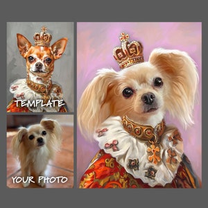 a painting of a dog wearing a tiara