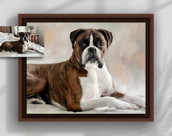 CUSTOM DOG CAT Portrait from your Photo, Digital Art or Oil Acrylic Embellished Painting on Canvas with Frame, Original Pet Family Portraits
