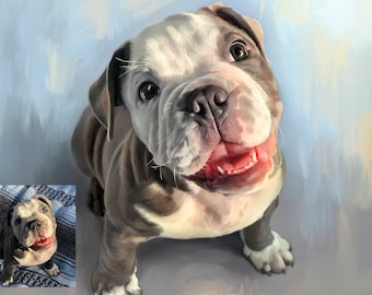 CUSTOM Drawing from your Picture, Digital Art Printed on Canvas with Frame, Pet Memorial Portraits