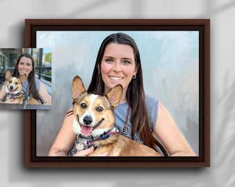 CUSTOM Portrait from your Photo, Family People Digital Art Painting or Print on Canvas with Frame, Commissioned Portraits