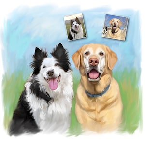 Custom Pet Portrait Canvas, Dog and Cat Artwork (Digital or Painting) image 1