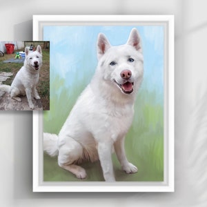 CUSTOM Painting from your Picture, Digital Art Printed on Canvas with Frame, Pet Memorial Portraits image 2