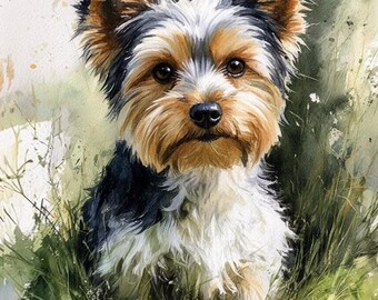 Custom Yorkie Portrait, Yorkshire Terrier Watercolor Painting from Photo, Personalized Dog Art, Pet Memorial Gift, Xmas Gift