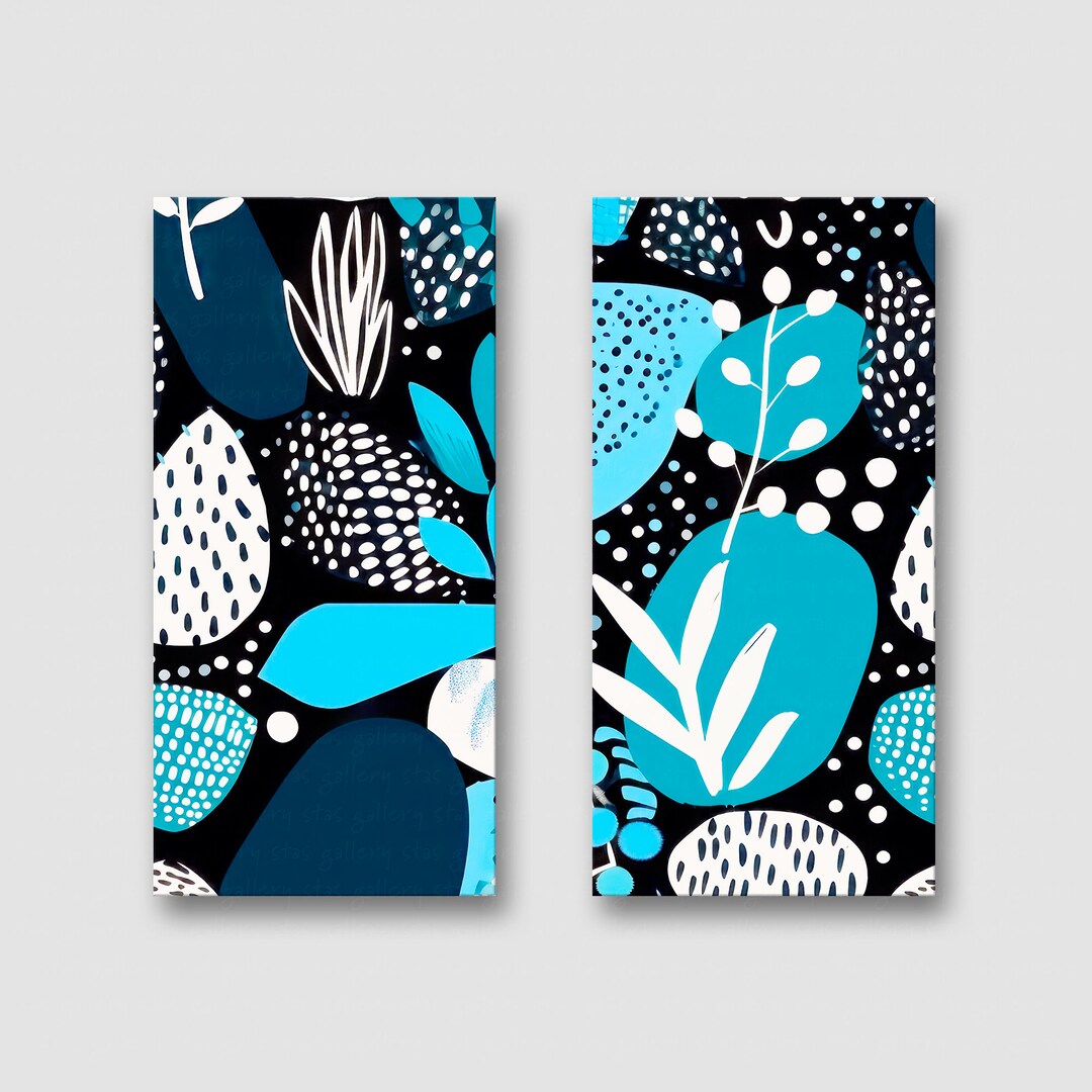 A Set of 2 or 4 Canvas Giclee Prints, Abstract Artwork, Boho Modern Mid