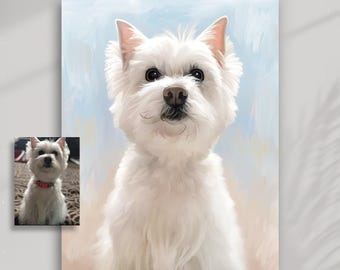 CUSTOM PET Person Portrait from Photo, Father's Day Gift, Customized Dog Cat Art, Digital File or Acrylic Oil Embellished Canvas Painting