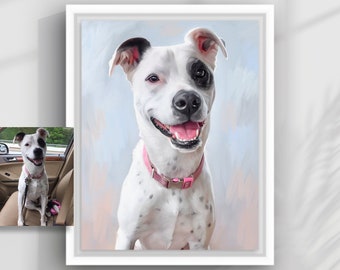 CUSTOM Framed Portrait from your Photo, Digital Art or Oil Acrylic Embellished Painting on Canvas with Frame, Pet Dogs Cats Family Portraits