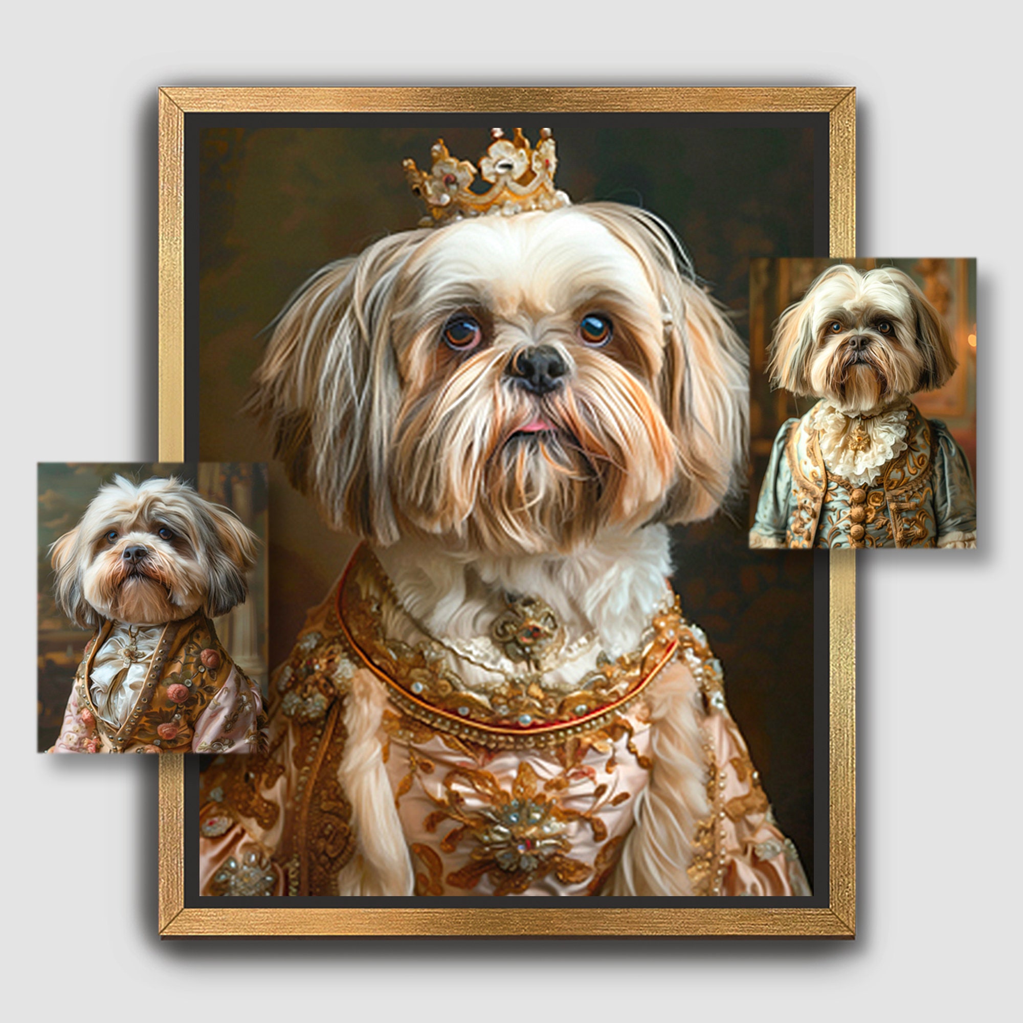 Custom Costume Portrait From Photo Lhasa Apso King Dog Pet in Rococo Outfit Occupation Funny Gift Digital File or Canvas Print A014A Etsy