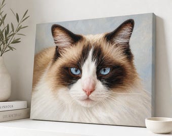Personalized Cat Portrait - Custom Digital Painting on Canvas of Your Cats, Kittens, Felines, Purrfect Xmas Gift