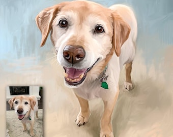 CUSTOM PAINTING from Photo, Pets, Dogs, People, Family, Children, Hand Painted Digitally with Textured Acrylic Oil Canvas, Drawing Portrait