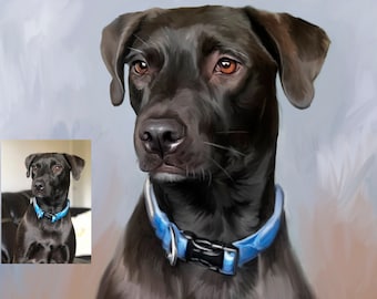 Custom Pet Portrait | Oil Painting & Watercolor Style | Digital | Dog Cat Portrait from Photo| Personalized | Memorial | Mother's Day