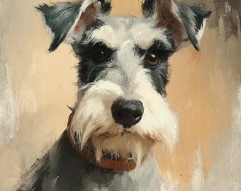 Custom Pet Portrait Digital Download from Photo, Dog Cat Art Sketch, Schnauzer Painting, Personalized Pet Illustration